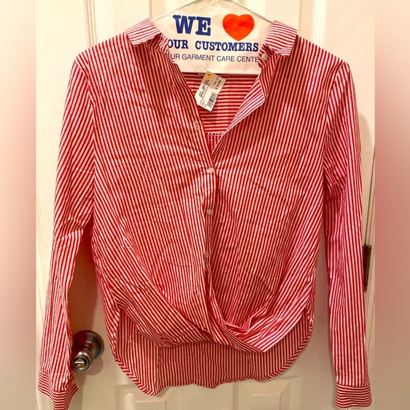 Tops - Red & White Striped Shirt - NWT!